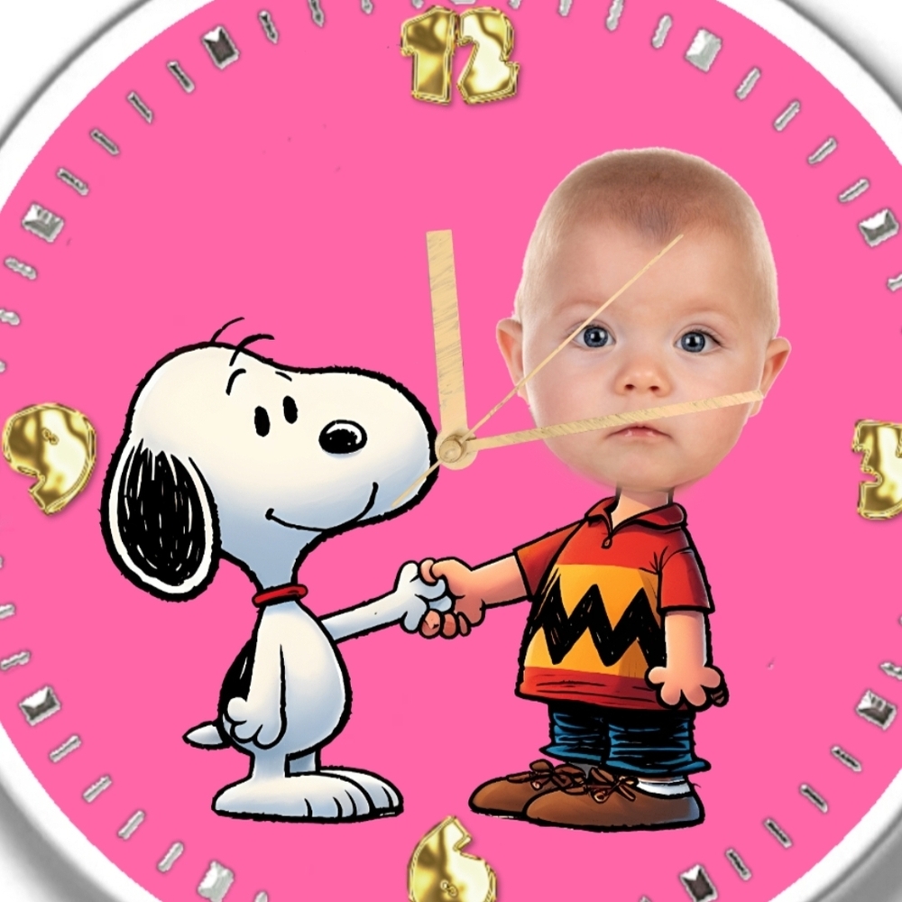 Baby Boy And Pup Picture Clock Personalized